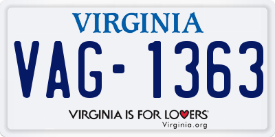 VA license plate VAG1363