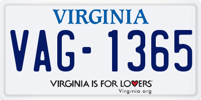 VA license plate VAG1365