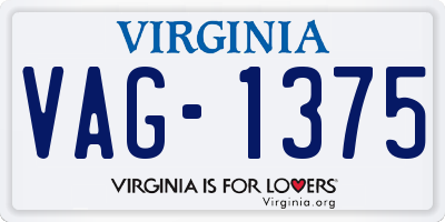 VA license plate VAG1375