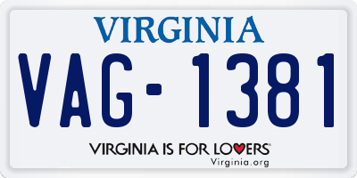 VA license plate VAG1381