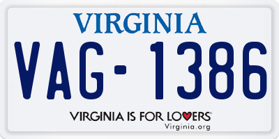 VA license plate VAG1386