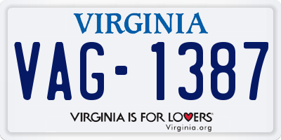 VA license plate VAG1387