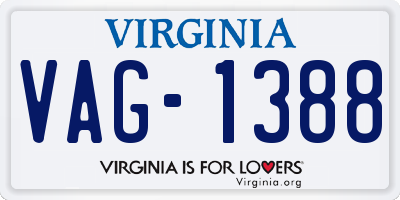 VA license plate VAG1388