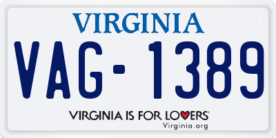 VA license plate VAG1389