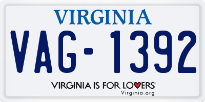 VA license plate VAG1392
