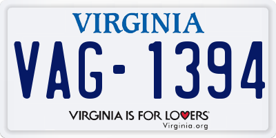 VA license plate VAG1394