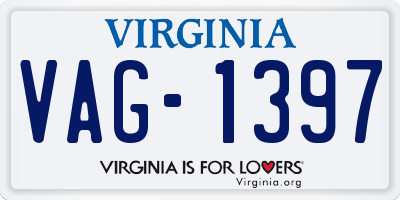 VA license plate VAG1397