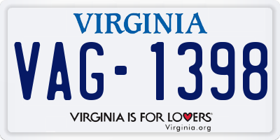 VA license plate VAG1398