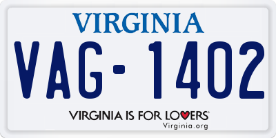 VA license plate VAG1402