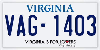 VA license plate VAG1403