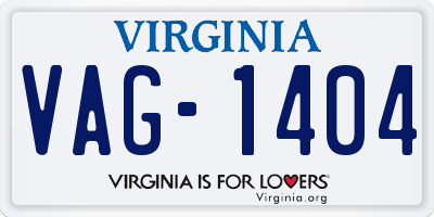 VA license plate VAG1404