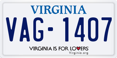 VA license plate VAG1407