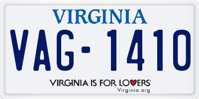 VA license plate VAG1410
