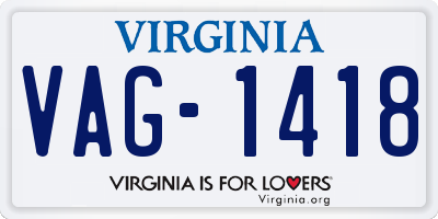 VA license plate VAG1418