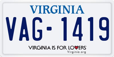 VA license plate VAG1419