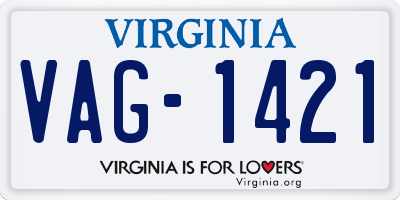 VA license plate VAG1421
