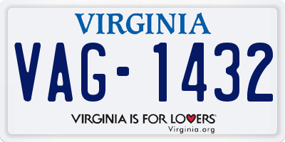 VA license plate VAG1432