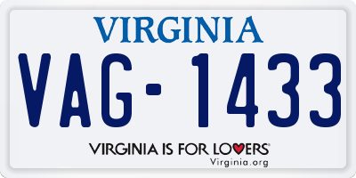 VA license plate VAG1433