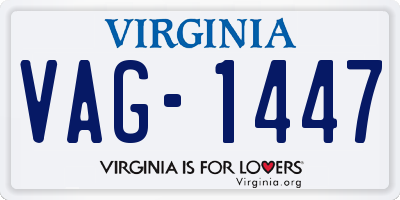 VA license plate VAG1447