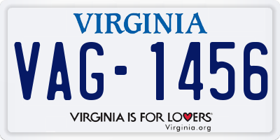 VA license plate VAG1456