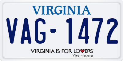 VA license plate VAG1472