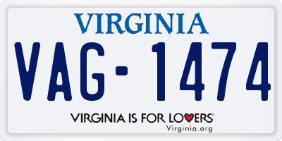 VA license plate VAG1474