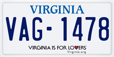 VA license plate VAG1478
