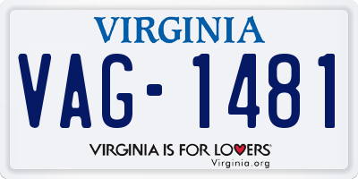 VA license plate VAG1481