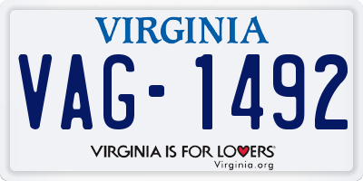VA license plate VAG1492