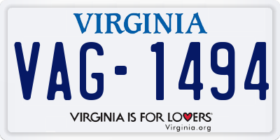 VA license plate VAG1494