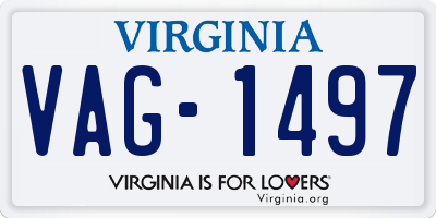 VA license plate VAG1497