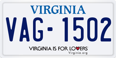 VA license plate VAG1502