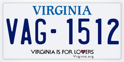 VA license plate VAG1512