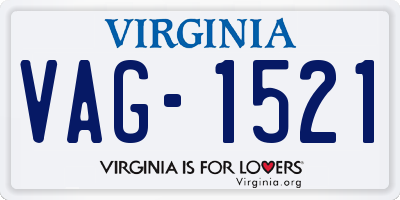 VA license plate VAG1521