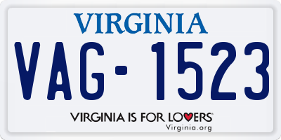 VA license plate VAG1523