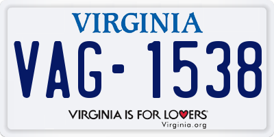 VA license plate VAG1538