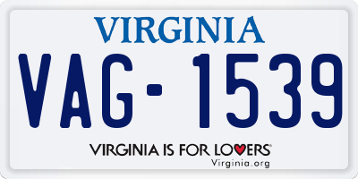 VA license plate VAG1539