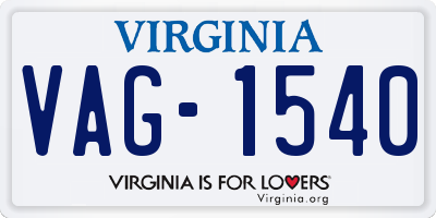 VA license plate VAG1540