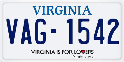 VA license plate VAG1542