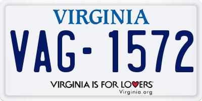 VA license plate VAG1572