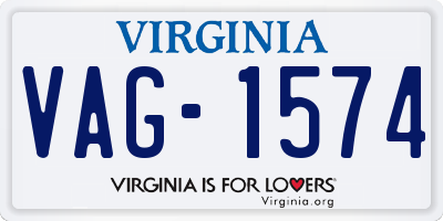 VA license plate VAG1574
