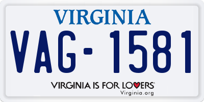 VA license plate VAG1581