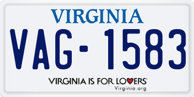 VA license plate VAG1583