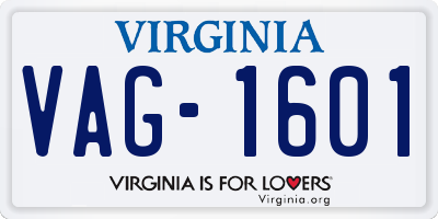 VA license plate VAG1601