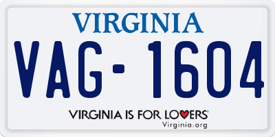 VA license plate VAG1604