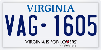 VA license plate VAG1605