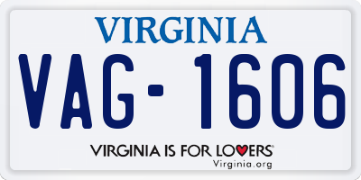 VA license plate VAG1606