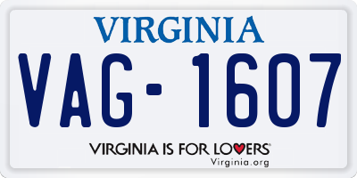 VA license plate VAG1607