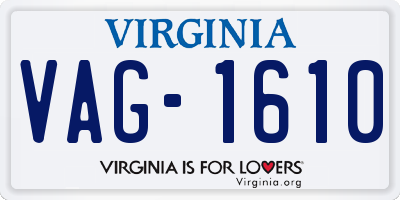 VA license plate VAG1610