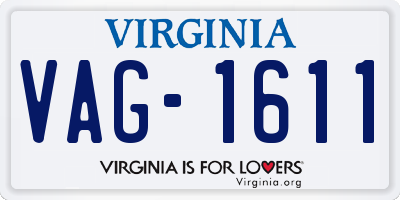 VA license plate VAG1611